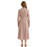 Striped Shirt Dress for Women with Belt and Long Cuffed Sleeves