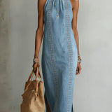 Julia | Denim Dress with Vintage Lace Details