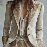Genevieve | Embroidered Ivory Blazer