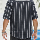 Samuel | Short-Sleeve Summer Henley Shirt with Striped Pattern