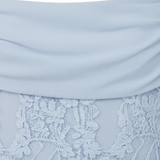 Lace Off-the-Shoulder Evening Maxi Dress with Waist Bow
