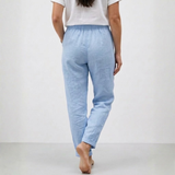 Cotton and Linen Trousers with Elasticated High Waist and Relaxed Fit for Women