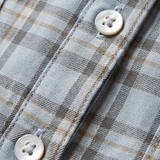 Checked Maxi Dress with Button Front and Long Sleeves for Women