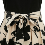 A-Line Floral Maxi Dress with Belt and Puff Sleeves