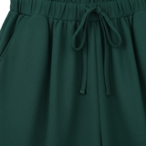 Casual Wide-Leg Trousers for Women with Elastic Waist and Decorative Belt
