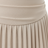 Pleated Off-the-Shoulder Maxi Dress with Open Back for Women