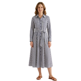 Striped Shirt Dress for Women with Belt and Long Cuffed Sleeves