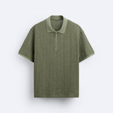 Structured Knitted Polo with Zip Fastening