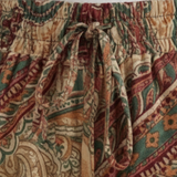 Wide-Leg Trousers with Paisley Print and Elasticated High Waist for Women