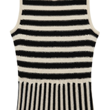 Sleeveless Striped Knit Maxi Dress with Round Neck for Women