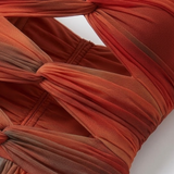 Flared Off-the-Shoulder Maxi Dress with Cut-Out Details and Ombré Print