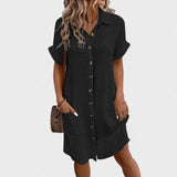 Short-Sleeved Flowing Dress