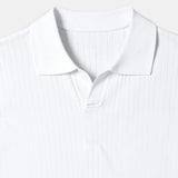 Ribbed Cotton Short-Sleeve Polo for Men – Elegant & Timeless