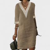 Mafalda - Linen Summer Dress with Lace Details