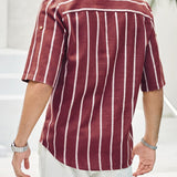 Samuel | Short-Sleeve Summer Henley Shirt with Striped Pattern