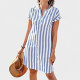 Martina - Elegant Striped Shirt Dress