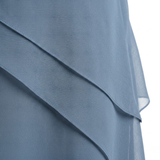 Elegant Chiffon Evening Dress with Layered Ruffles and Round Neckline