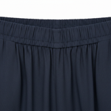 High-Waisted Ankle-Length Wide-Leg Trousers in Linen Blend with Elastic Waist for Women
