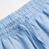 Cotton and Linen Trousers with Elasticated High Waist and Relaxed Fit for Women