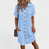 Short-Sleeved Flowing Dress