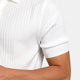 Ribbed Cotton Short-Sleeve Polo for Men – Elegant & Timeless