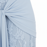 Lace Off-the-Shoulder Evening Maxi Dress with Waist Bow