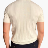 Ian | Men's Slim Fit Knit Polo, Business Casual with Textured Pattern
