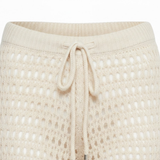 Crochet-Knit Beach Trousers with Elastic Waist for Women