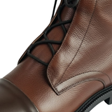 Women's Mid-Calf Two-Tone Lace-Up Boots with Reinforced Toe and Rubber Sole