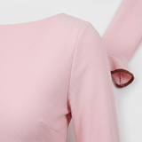 Fitted Short Dress with Long Sleeves and Contrast Ruffle Hem
