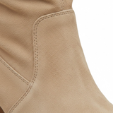 Mid-Calf Faux Suede Boots with Thick Heel and Soft Pleats