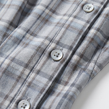 Checked Maxi Dress with Button Front and Long Sleeves for Women
