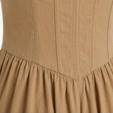 Flared Midi Dress with V-Neckline and Cinched Waist