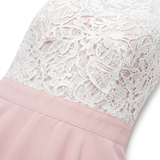 Sleeveless Lace and Chiffon Evening Maxi Dress with Crochet Bustier