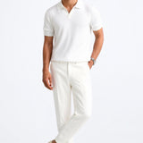 Ribbed Cotton Short-Sleeve Polo for Men – Elegant & Timeless