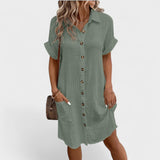 Short-Sleeved Flowing Dress