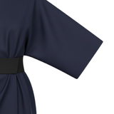 Women's Long Dress with Batwing Sleeves and Defined Waist, Flowing Silhouette