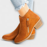 Karina - Suede Boots with Wide Heel