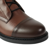 Women's Mid-Calf Two-Tone Lace-Up Boots with Reinforced Toe and Rubber Sole