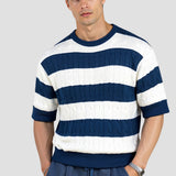 Men's Short-Sleeve Striped Jumper – Elegant & Comfortable