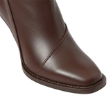 Women's Soft Leather Boots with Thick Square Heel and Side Zip