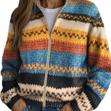 Yseult | Knit Cardigan with Multicolour Zigzag Stripes