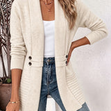 Rosalie | Ribbed Knit Cardigan in Cream with Buttons