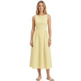 Sleeveless Vertical Stripe Maxi Dress with High Neck for Women