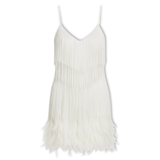 Sequin and Feather Party Dress with V-Neckline and Thin Straps