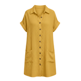 Women's Relaxed-Fit Jersey Dress, Knee Length, V-Neck with Practical Pockets