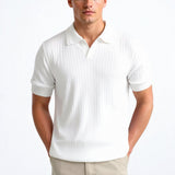 Ribbed Cotton Short-Sleeve Polo for Men – Elegant & Timeless