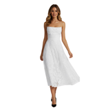 Women's Jacquard Evening Maxi Dress with Spaghetti Straps