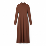Fitted Long-Sleeved Maxi Dress with High Roll Neck