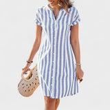 Martina - Elegant Striped Shirt Dress